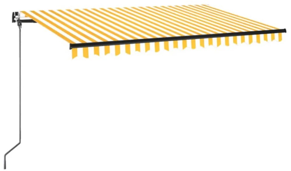 sárga és fehér kézzel kihúzható LED-es napellenző 400 x 350 cm
