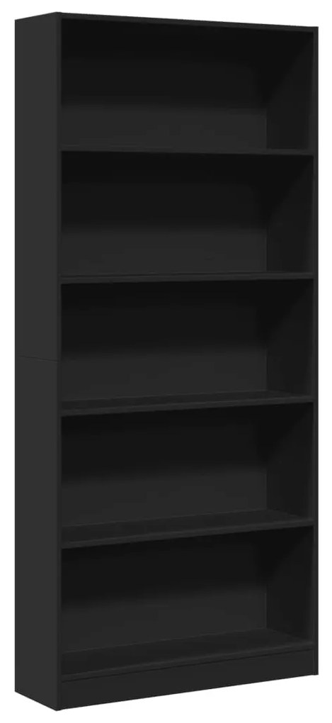 fekete szerelt fa könyvszekrény 80 x 24 x 176 cm