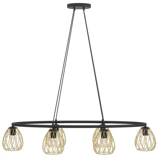 Eglo 390092 - Csillár zsinóron JAZMINIA 6xE27/40W/230V fekete/arany