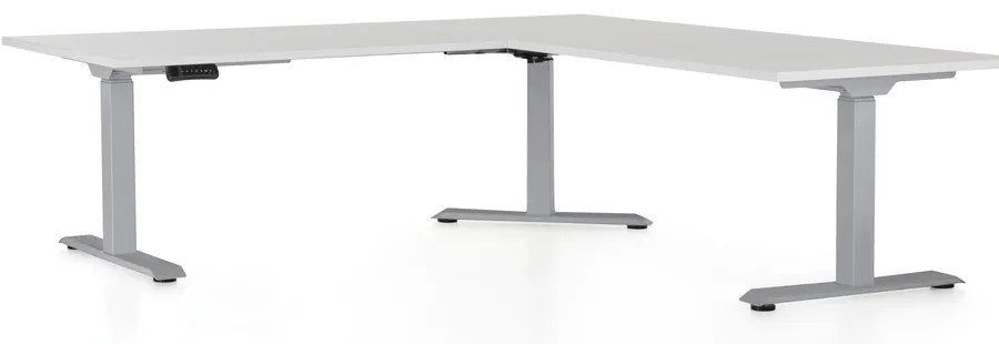 OfficeTech Angle állítható magasságú asztal, 180 + 120 cm, szürke alap, világosszürke