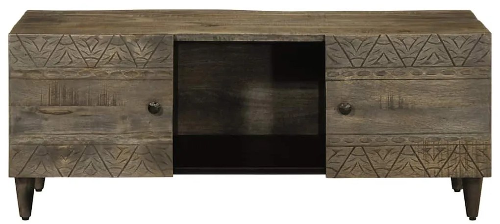 Világosszürke tömör mangófa dohányzóasztal 100x54x40 cm