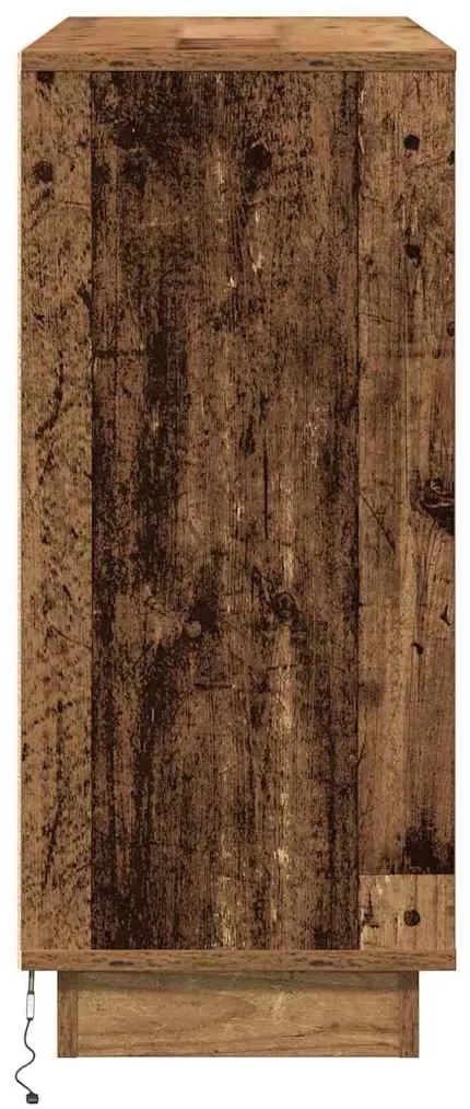 Oldalszekrény LED -es lámpákkal Öreg fa 90 x 32 x 75 cm Faanyag