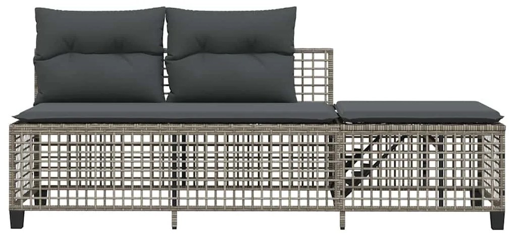 3 részes szürke polyrattan kerti sarokkanapészett párnákkal
