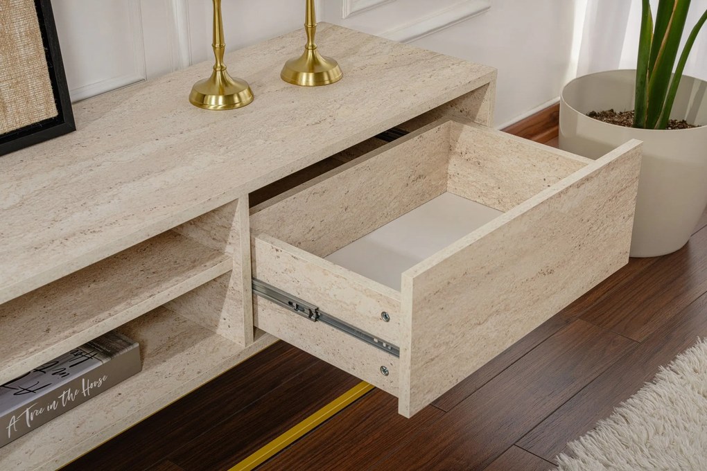 TV szekrény Escape 180 - Arany, Travertine