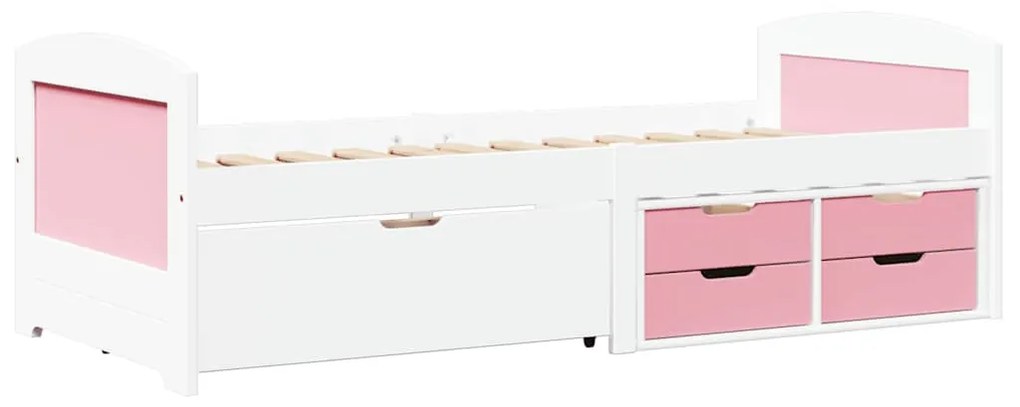 Napozóágy 5 fiókkal matrac nélkül IRUN Fehér&amp;Rózsaszín 90x200cm