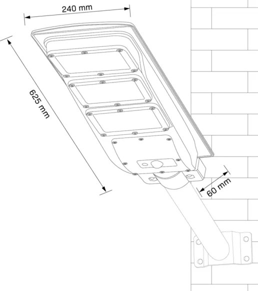 LED napelemes utcai lámpa szenzorral STREET LED/10W/3,2V IP65 + DO