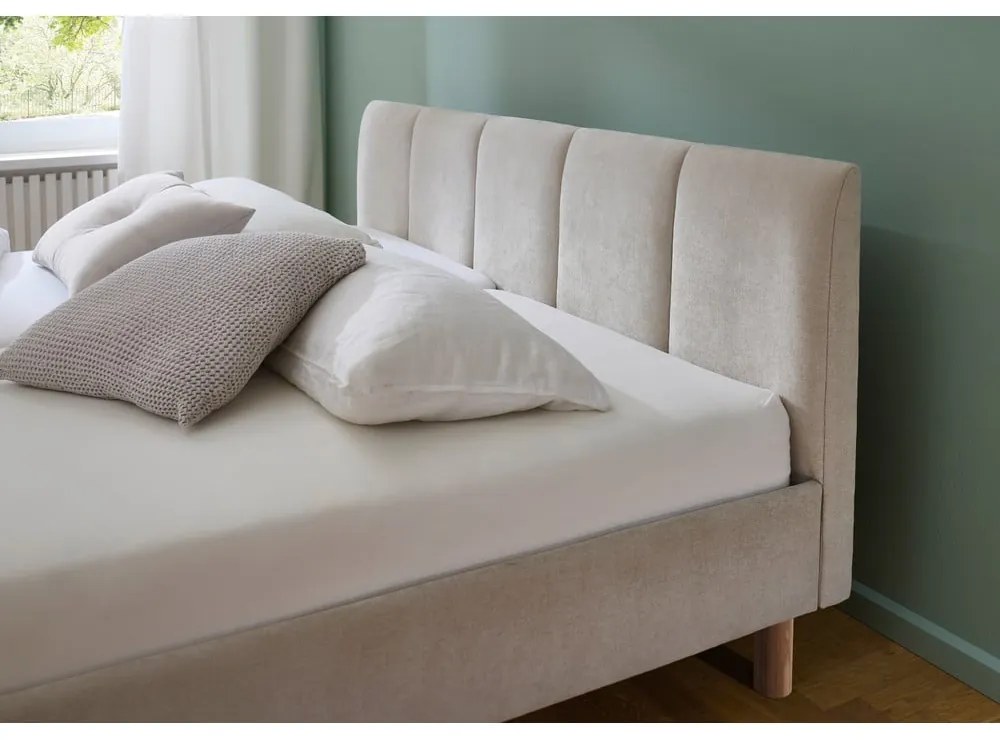 Bézs kárpitozott franciaágy ágyrács nélkül 180x200 cm Joker – Meise Möbel