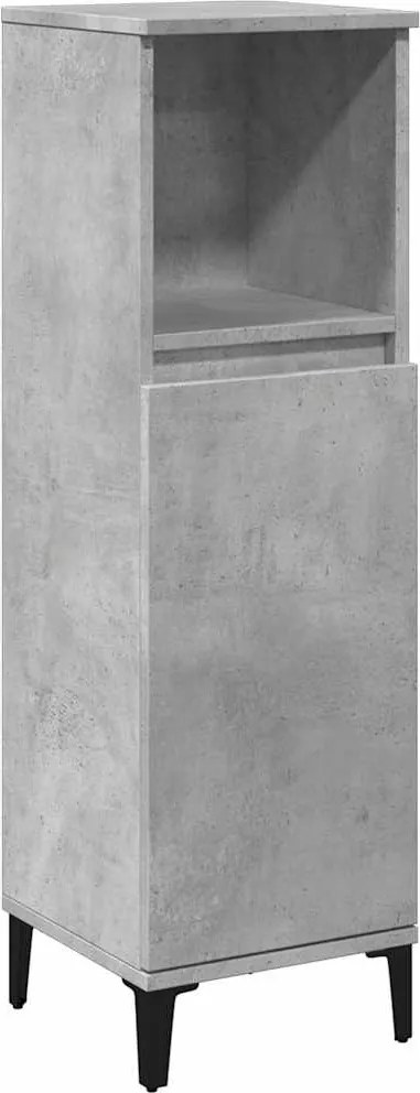 vidaXL betonszürke szerelt fa fürdőszobaszekrény 30 x 30 x 100 cm