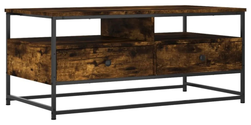 füstös tölgy színű szerelt fa dohányzóasztal 100 x 51 x 45 cm