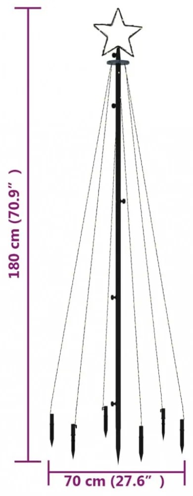 hideg fehér fényű karácsonyfa tüskével 108 LED-del 180 cm
