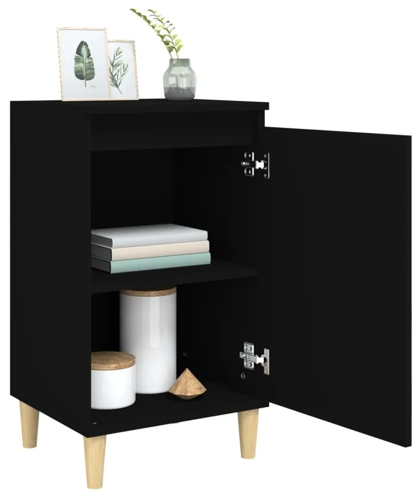 2 db fekete szerelt fa éjjeliszekrény 40x35x70 cm