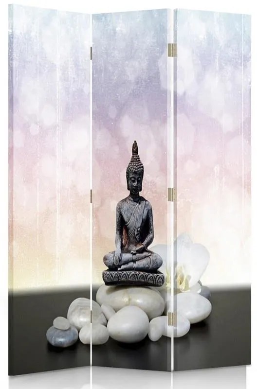 Gario Paraván Buddha figura és kövek Méret: 110 x 170 cm, Kivitelezés: Klasszikus paraván
