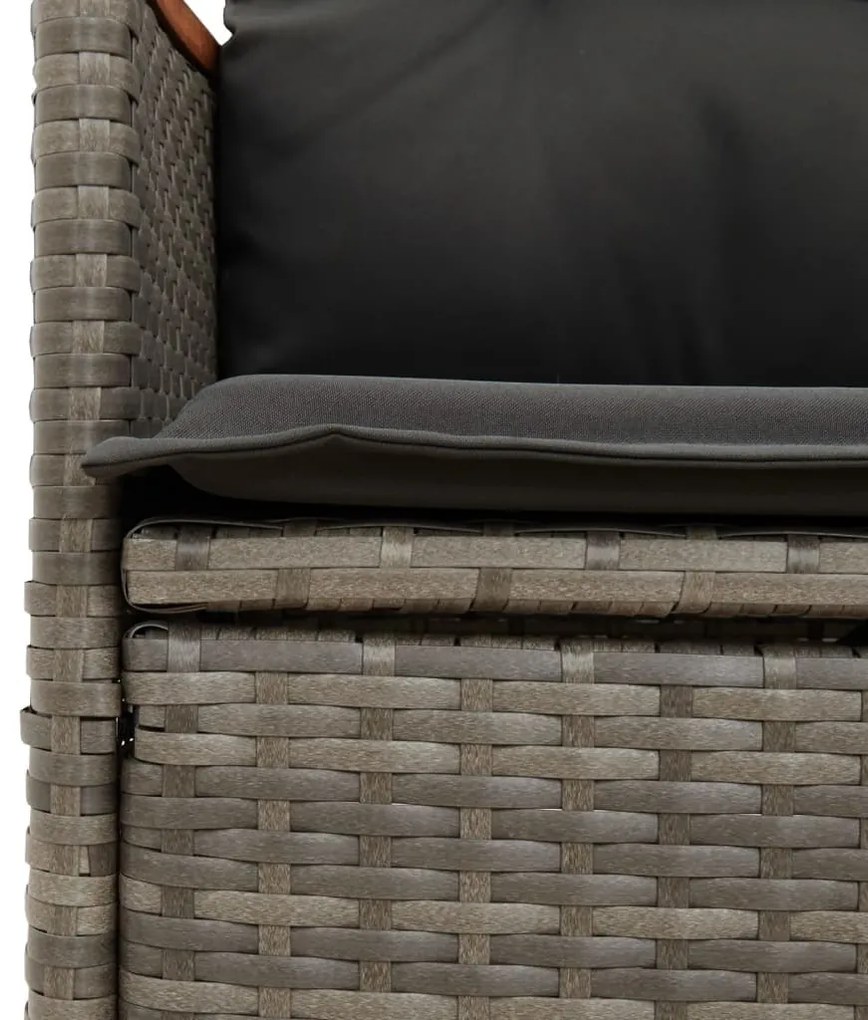 vidaXL 2 személyes szürke polyrattan dönthető kerti kanapé asztallal