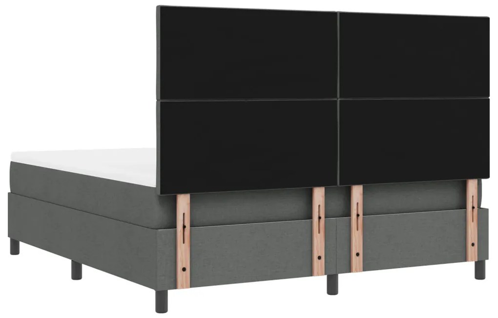 rugós ágy matraccal és LED világítással - sötétszürke, 180 x 200 cm szövet