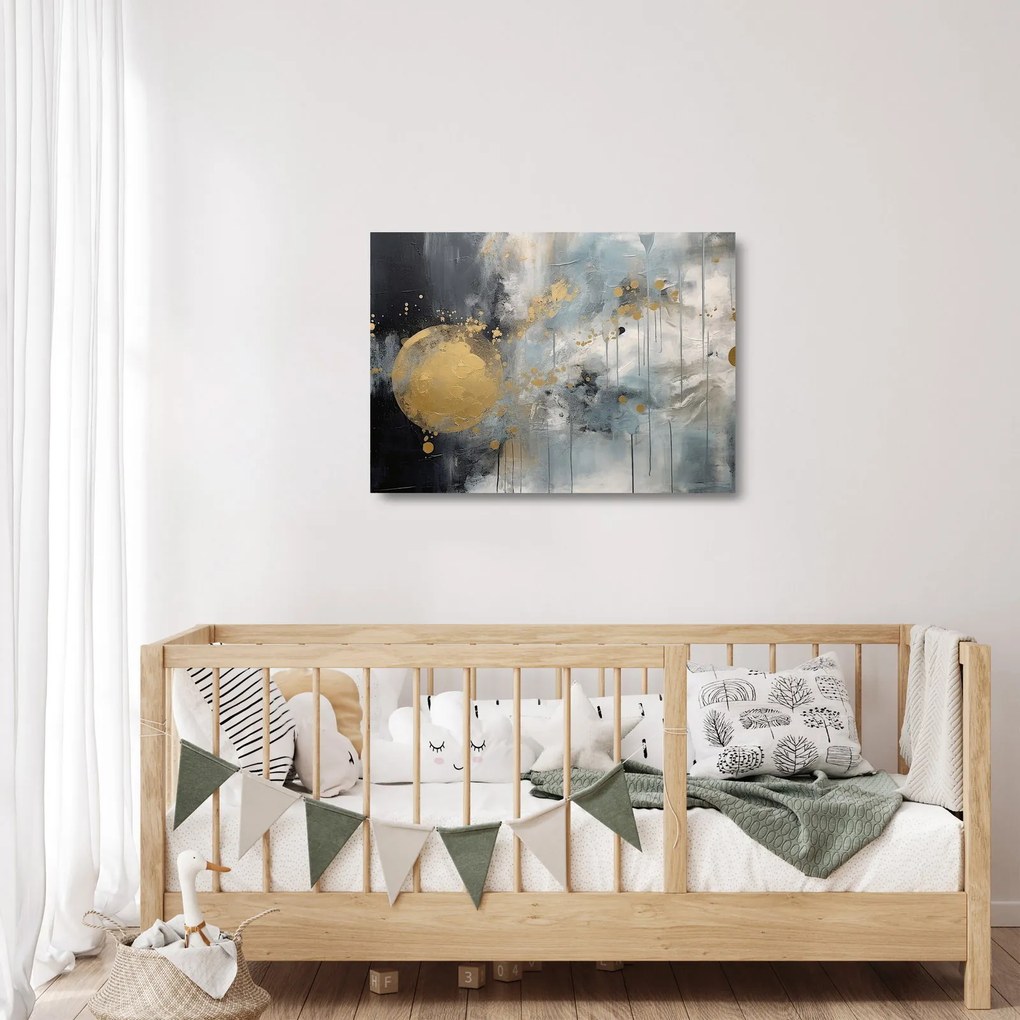 Üveg kép - Absztrakció arany golyóval (70x50 cm)