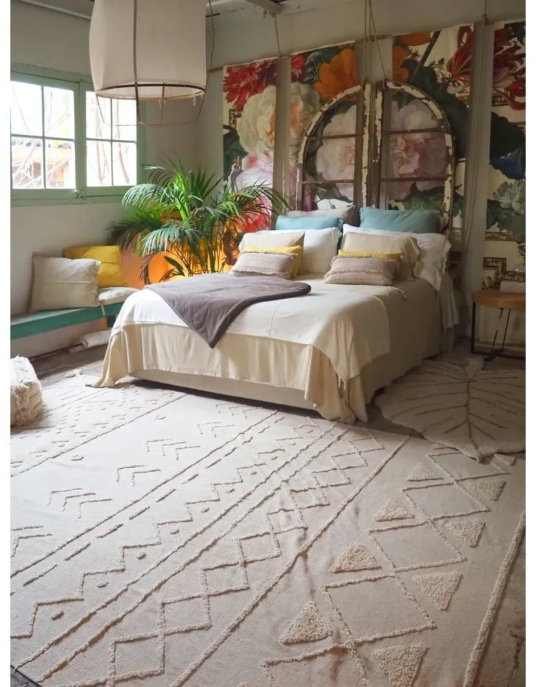 Fehér mosható kézi szövésű pamut szőnyeg 200x300 cm Tribu Natural – Lorena Canals