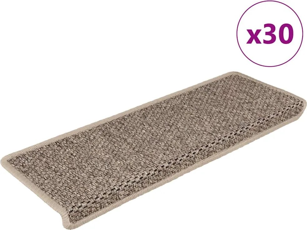 vidaXL 30 db lépcsőszőnyegek öntapadós szizál kinézetű 65x21x4 cm