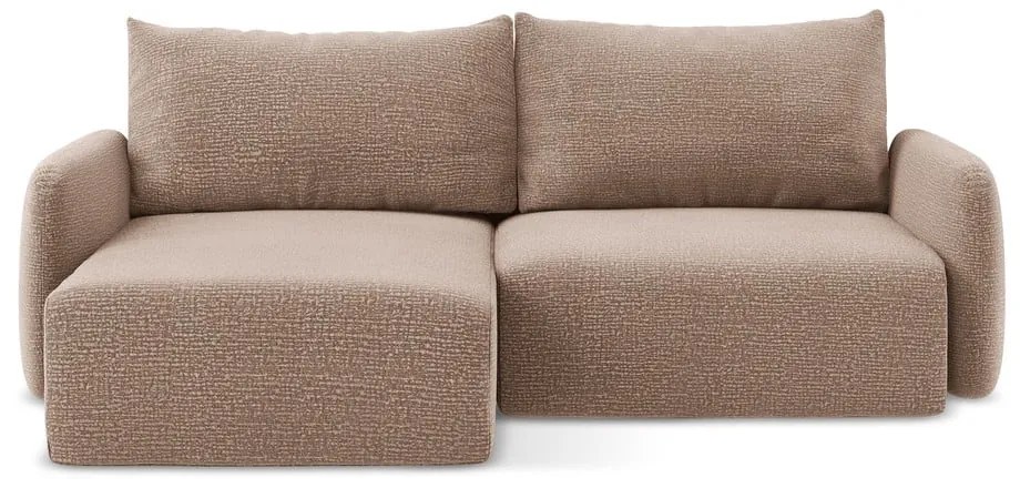 Világosbarna kinyitható-tárolóhelyes sarokkanapé (bal oldali) Kalena – Makamii