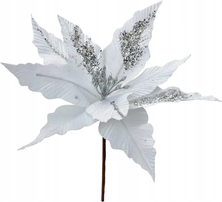 Dekorgumi mikulásvirág fehér-ezüst 30x26 cm