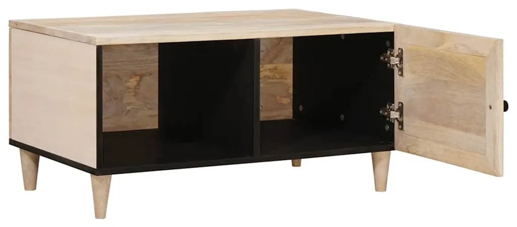 Dohányzóasztal polcokkal Bézs 80 x 50 x 40 cm tömör mangófa