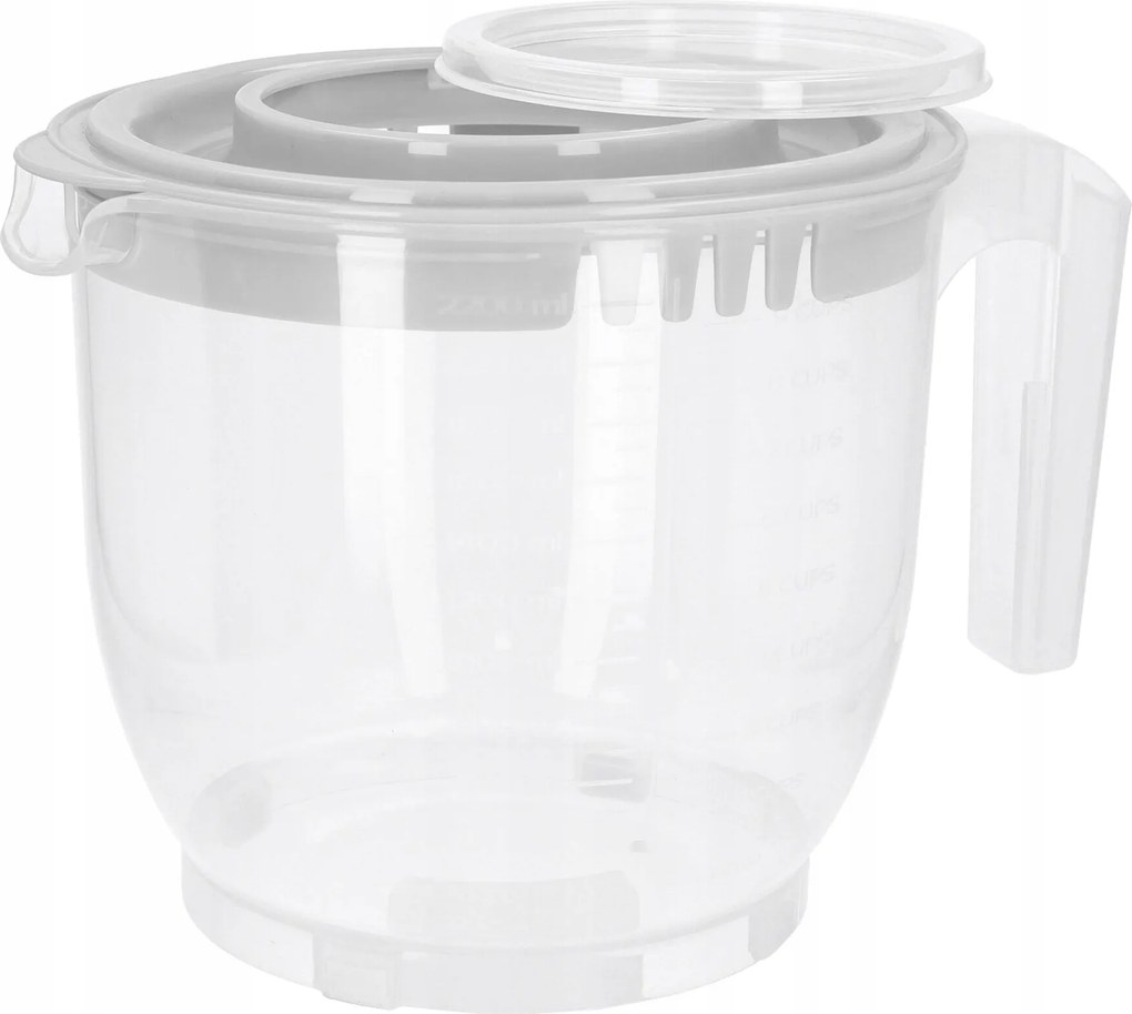Műanyag Tartály Fedéllel Kancsó Mérőpohárral 2,2l konyhai mérőpohár