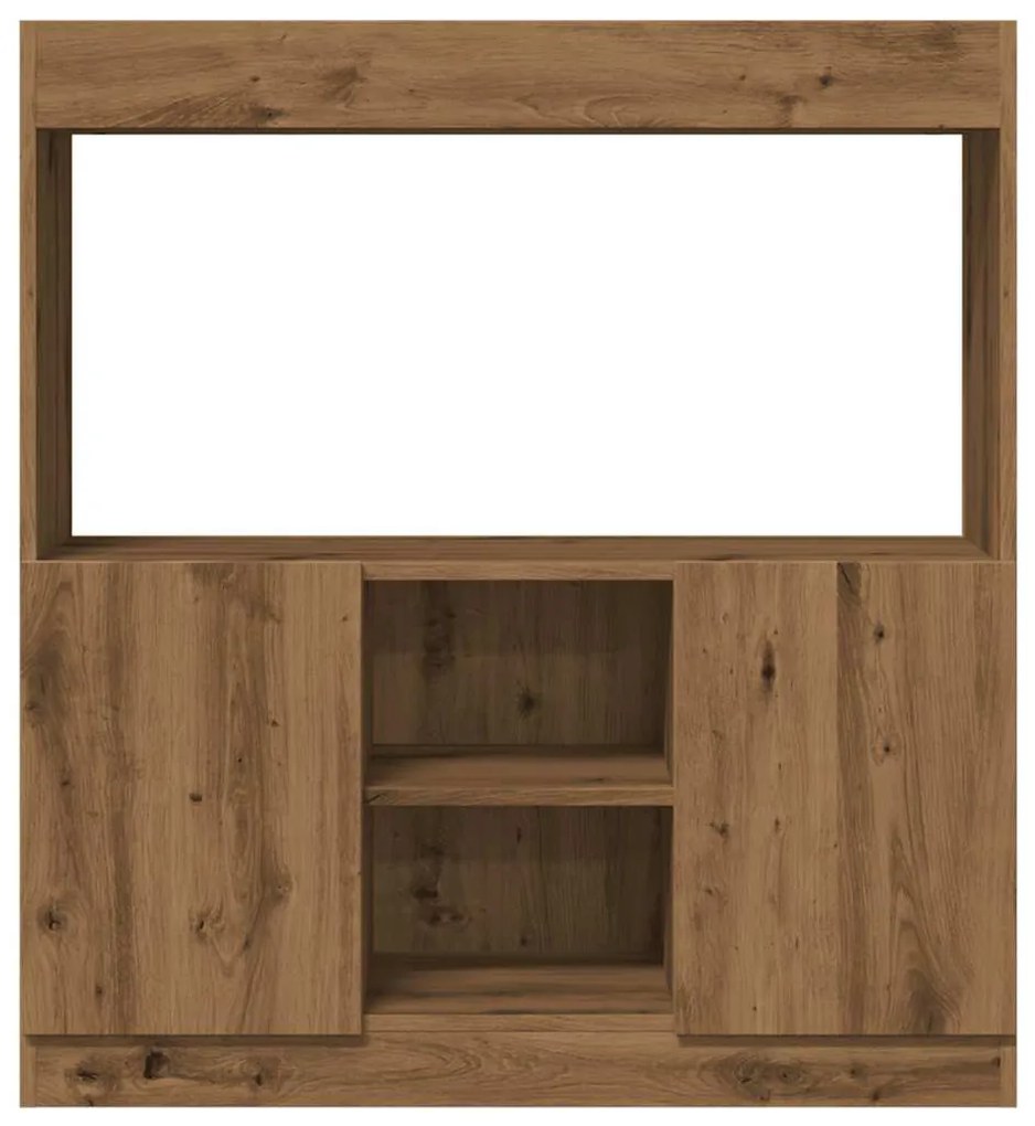 kézműves tölgy színű szerelt fa magasszekrény 92 x 33 x 100 cm