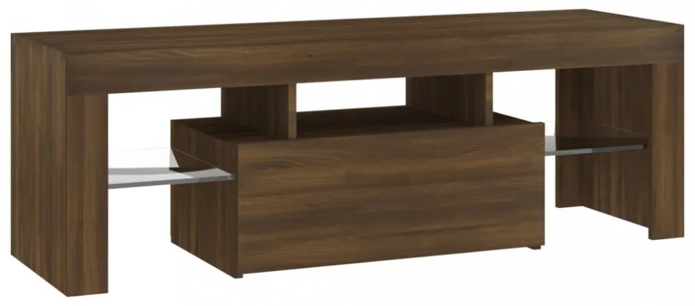 barna tölgyszínű TV-szekrény LED-világítással 120 x 35 x 40 cm