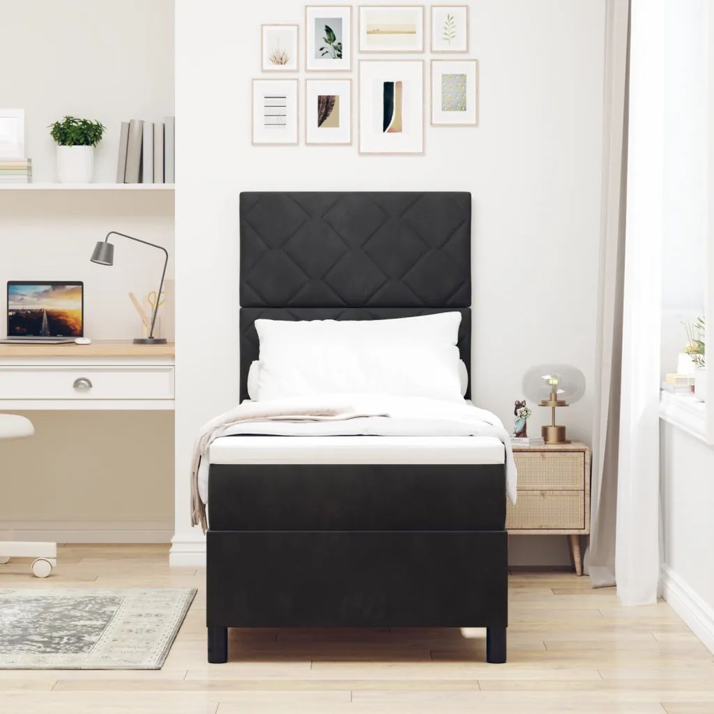 Boxspring ágy matraccal és LED-del Fekete 80x200 cm Bársonyos