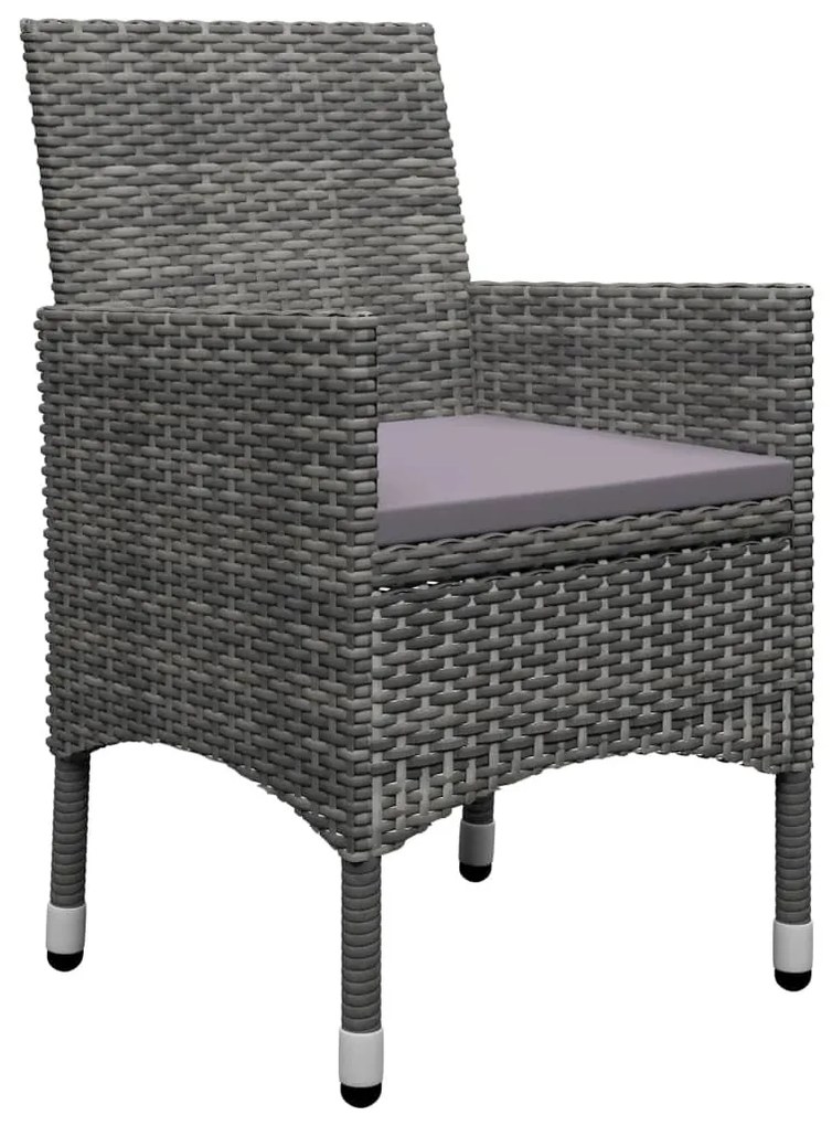 3 részes szürke polyrattan és akácfa bisztrószett
