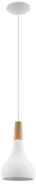 Eglo 901177 - SABINAR kábeles függeszték, 1xE27/60W/230V, Ø 18 cm, fehér