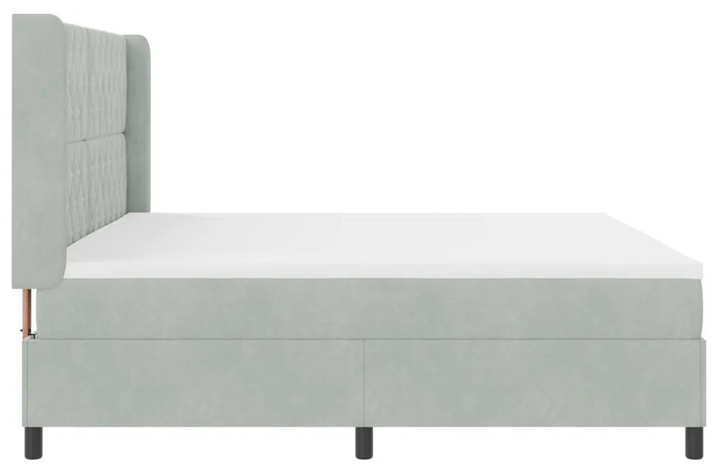 Boxspring Ágy Matresszel & LED Fény Szürke 200x200 cm Bársony