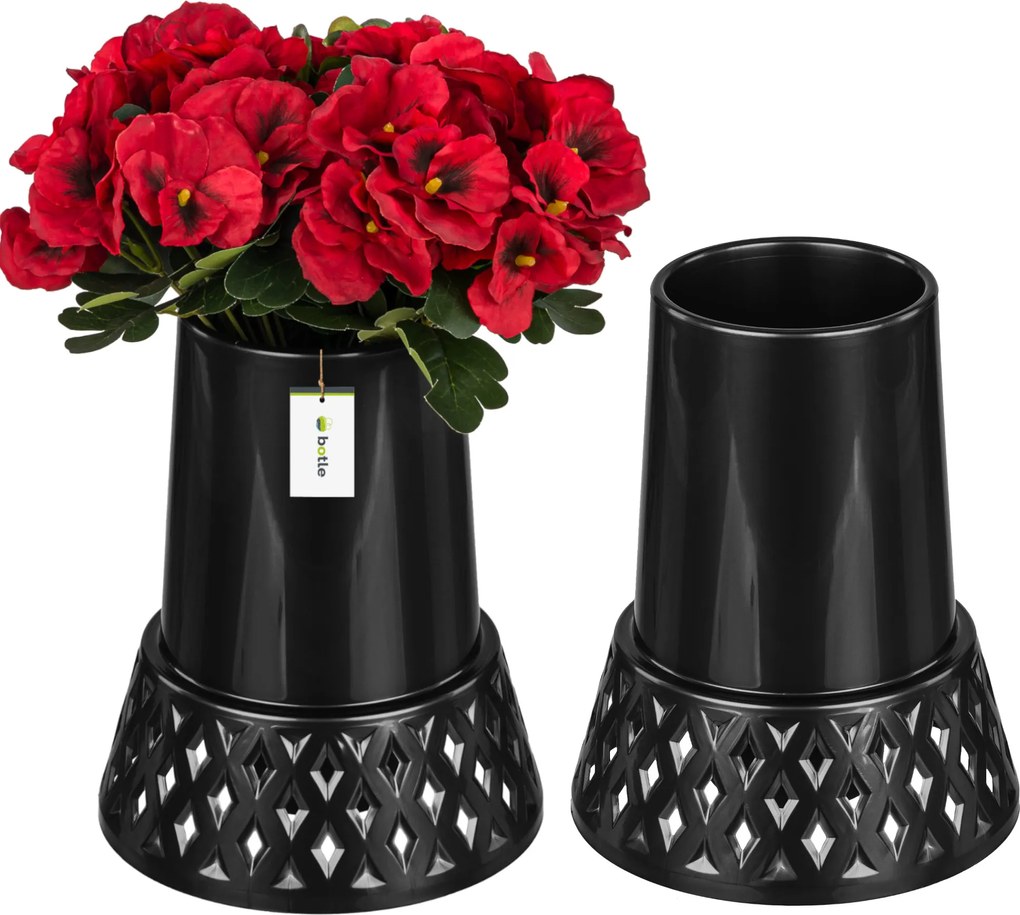 2 x Flakon váza Grafit temetői áttört kúp 25x20 cm kompozíció