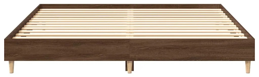 barna tölgyszínű szerelt fa ágykeret matrac nélkül 200 x 200 cm