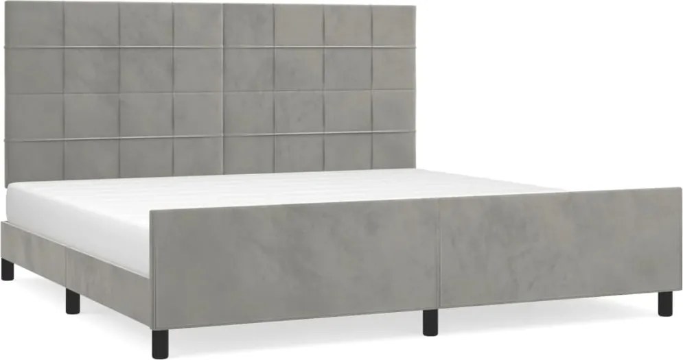 vidaXL világosszürke bársony ágykeret matrac nélkül 200 x 200 cm