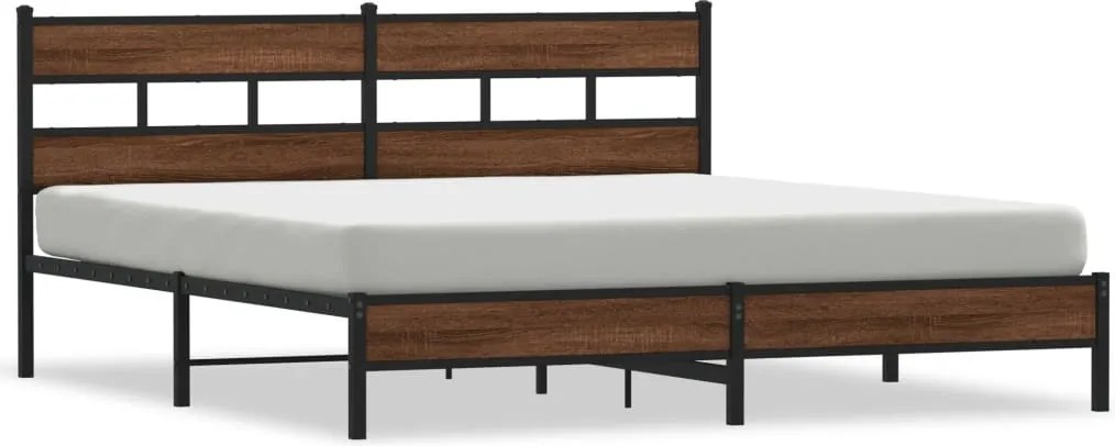 vidaXL barna tölgy színű fém ágykeret matrac nélkül 200 x 200 cm
