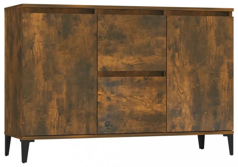 füstös tölgy színű szerelt fa tálalószekrény 102 x 35 x 70 cm