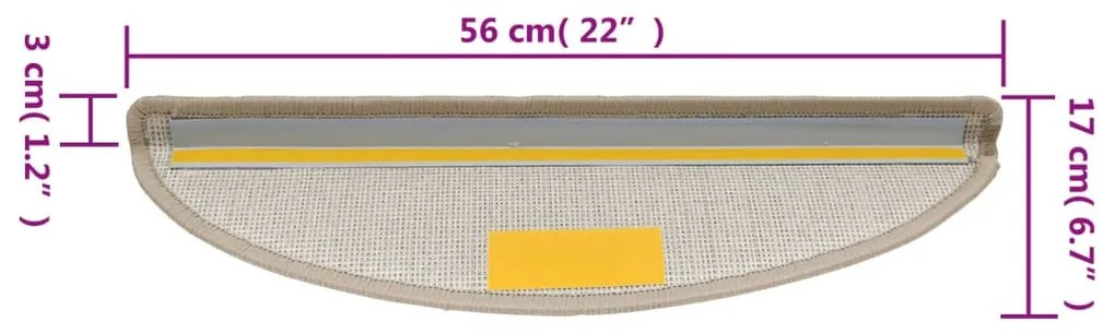 15 darab szürkésbarna lépcsőszőnyeg 56 x 17 x 3 cm