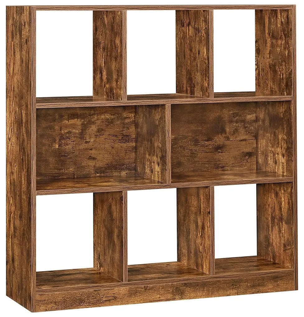 Könyvespolc nyitott kockákkal 97,5 x 100 x 30 cm rusztikus barna