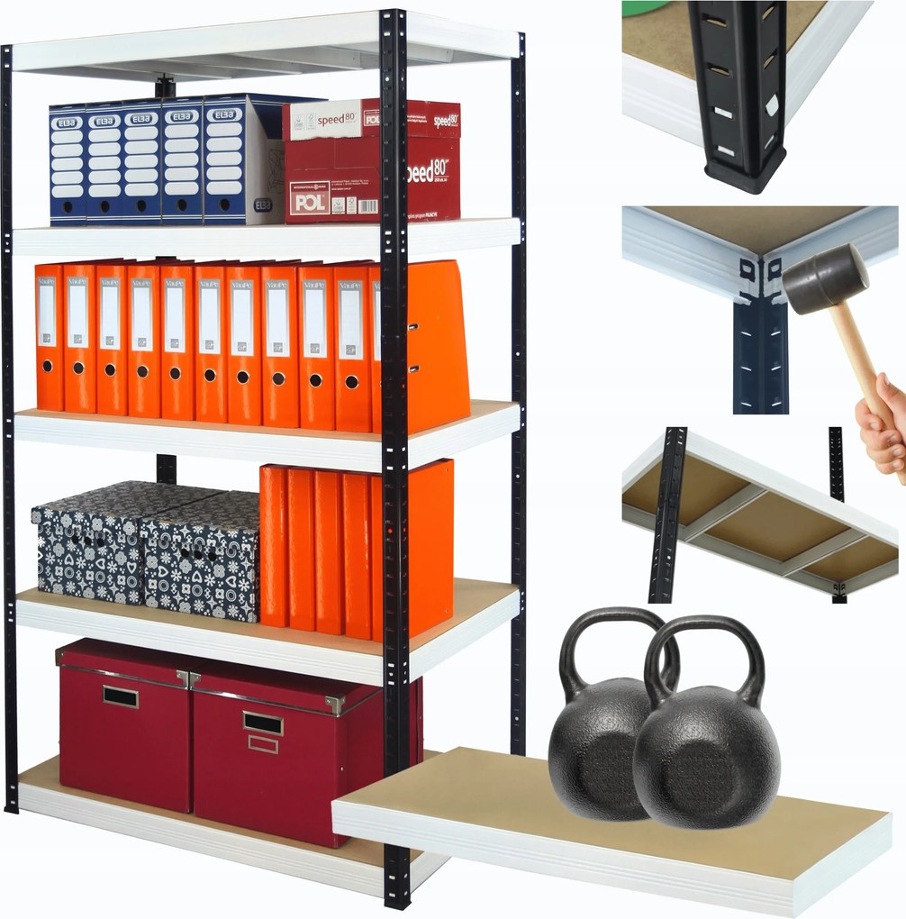 Tárolószekrény fém állvány Helios 180x75x45cm 5Px275kg Tartós Pl