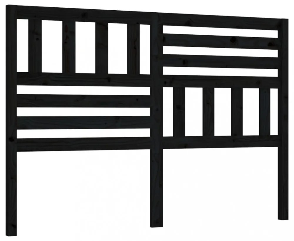 fekete tömör fenyőfa ágy fejtámla 146 x 4 x 100 cm