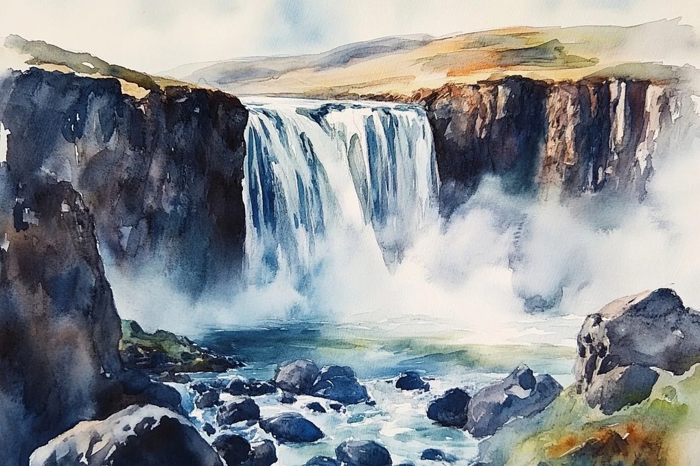 Vászonkép Canvas Tájkép Természet Sziklák Folyó Vízesés 60x40