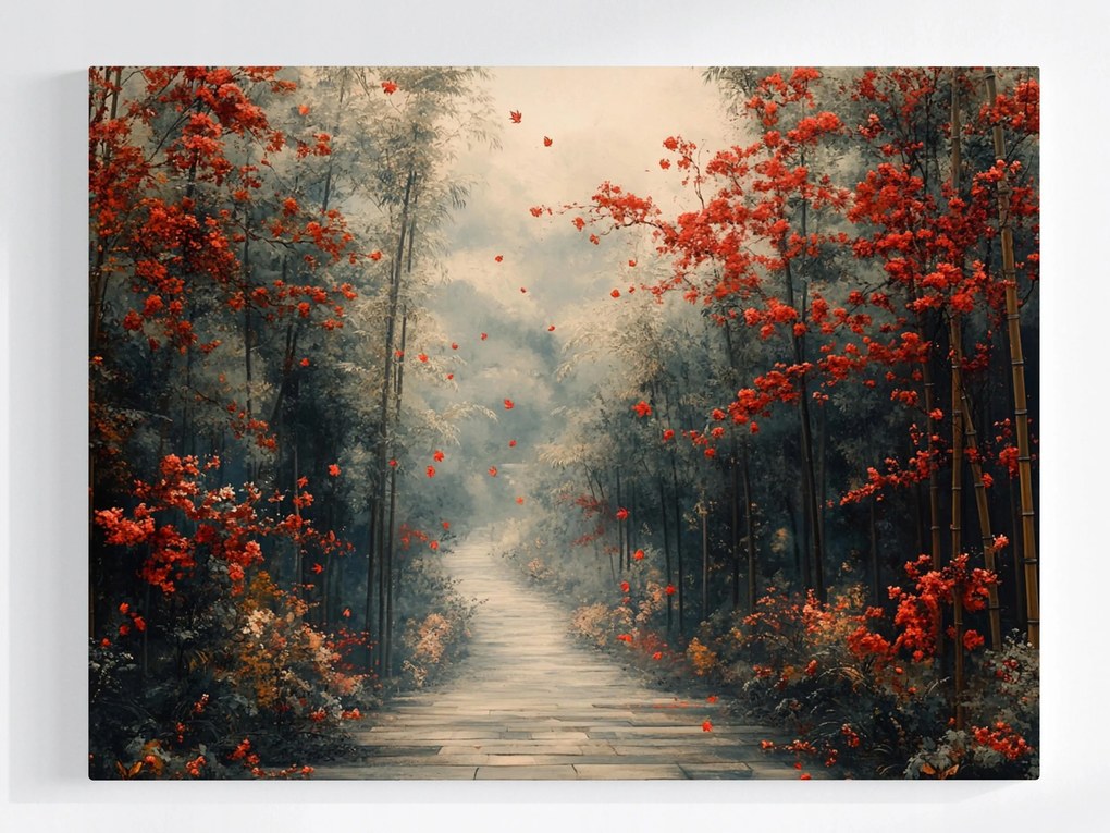 Poszter Tájkép Park Fa Bambusz Virágok Ősz 80x60