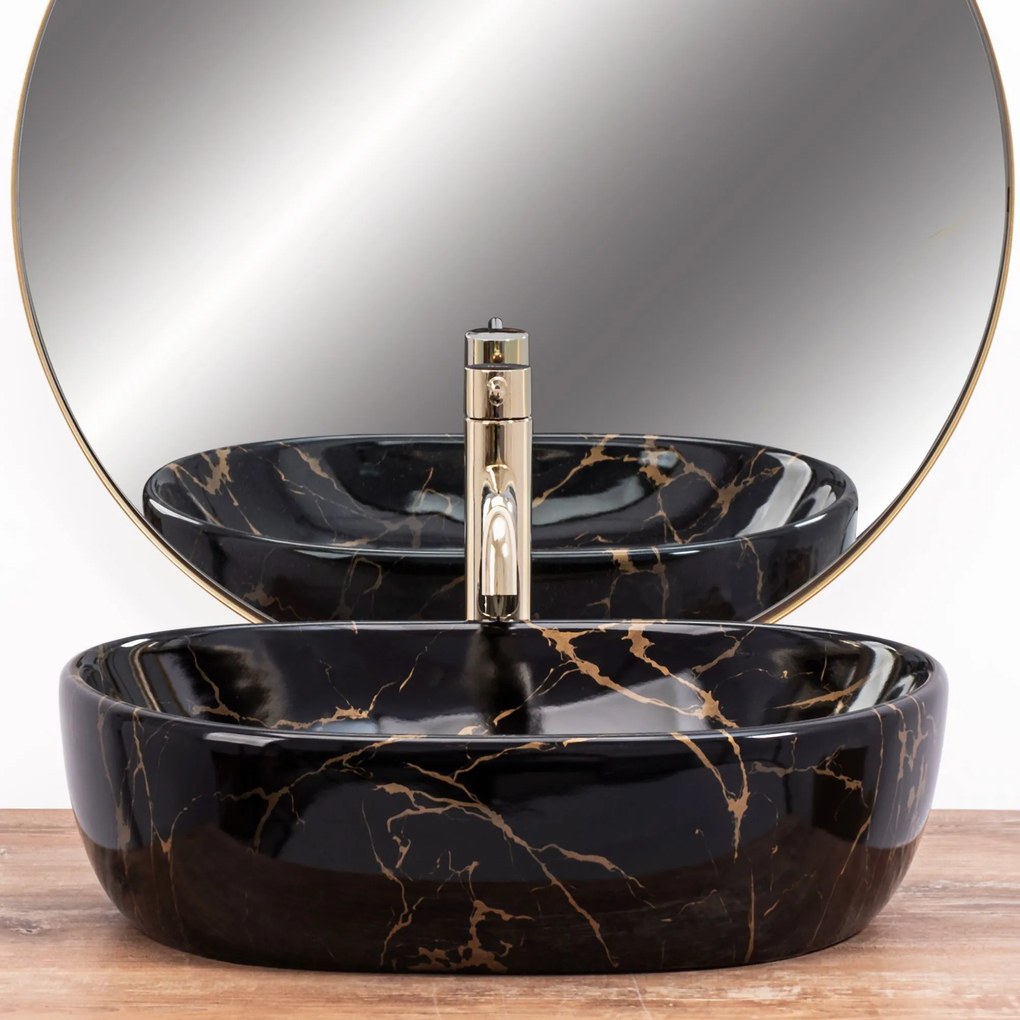 Pultos Mosdó Rea Amelia Black Marble Shiny