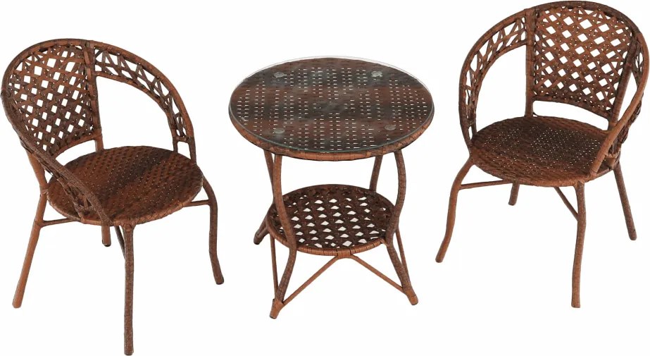 Kerti rattanszett 1+2, barna, JARUB