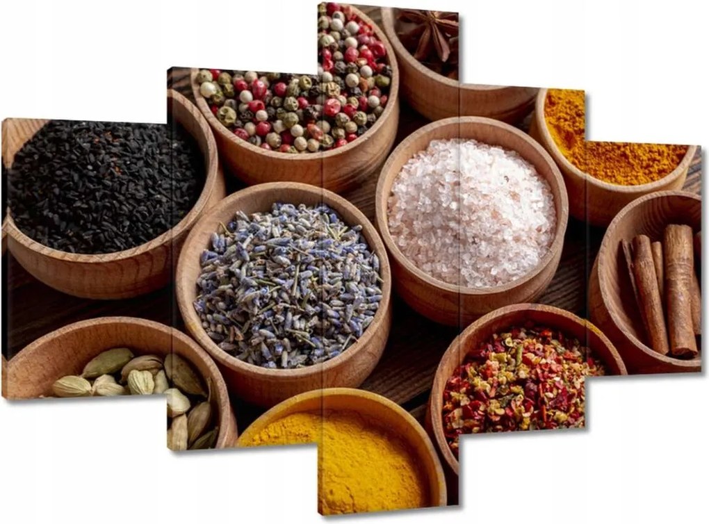 Vászonkép 100x70 Só Ánizs Fahéj kurkuma