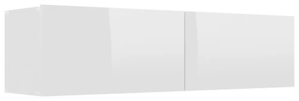 magasfényű fehér szerelt fa TV-szekrény 120 x 30 x 30 cm