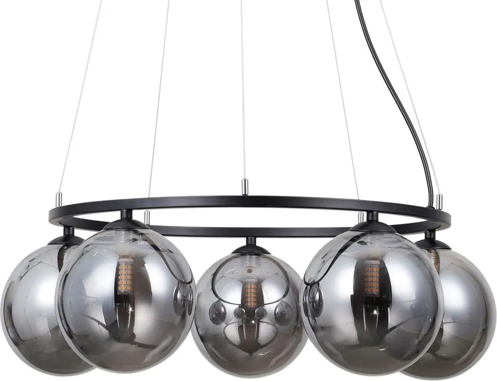 Italux modern függeszték molite matt fekete füstös itxpnd-1098-5r-bk