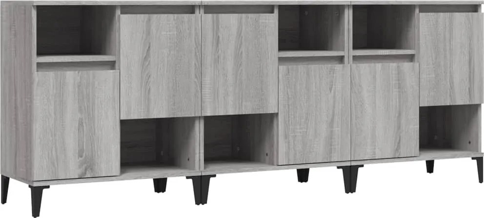 vidaXL 3 db szürke sonoma színű szerelt fa tálalószekrény 60x35x70 cm