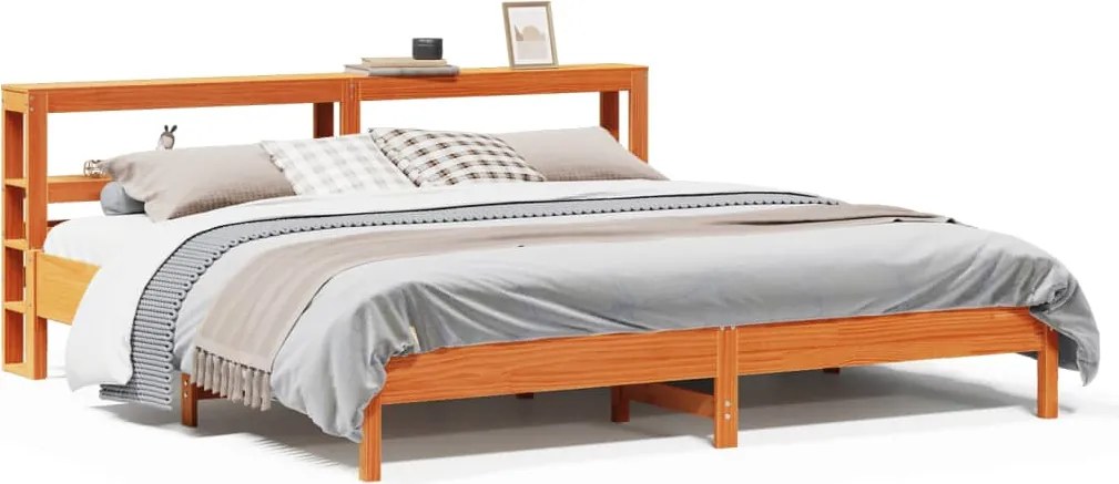 vidaXL viaszbarna tömör fenyőfa ágy matrac nélkül 200 x 200 cm