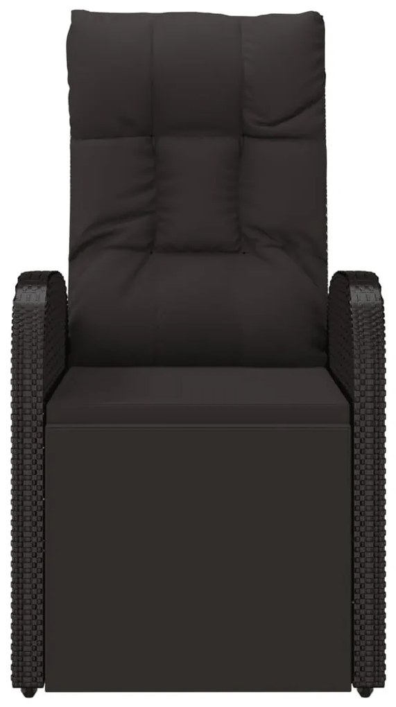fekete polyrattan dönthető kerti szék párnával